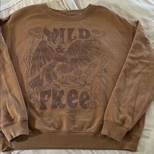 Cold Crush Brown "Wild & Free" Graphic Crewneck Sweatshirt